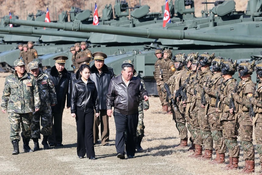 Kim Jong Un Rides Tank with Teenage Daughter Amid Military Drills